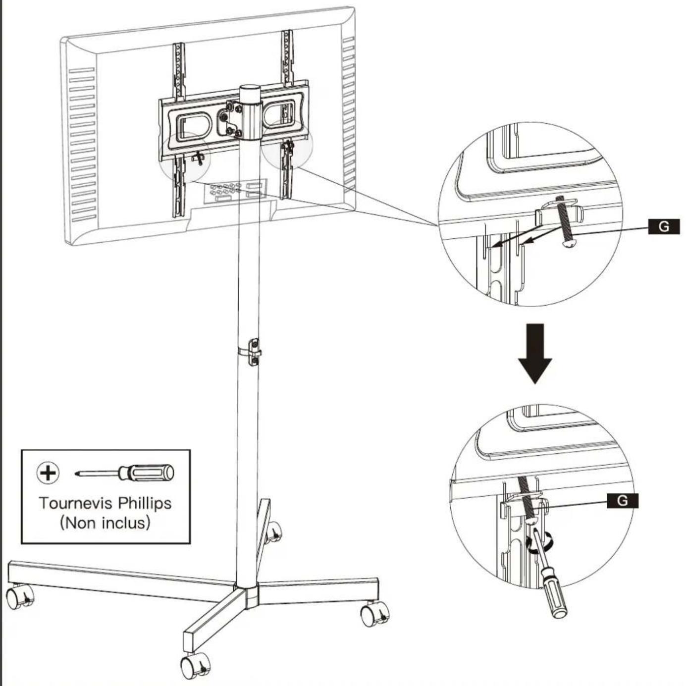 ErgoAV BETCM1-01B - Étape 9 Fixer le Téléviseur sur la plaque TV - 1