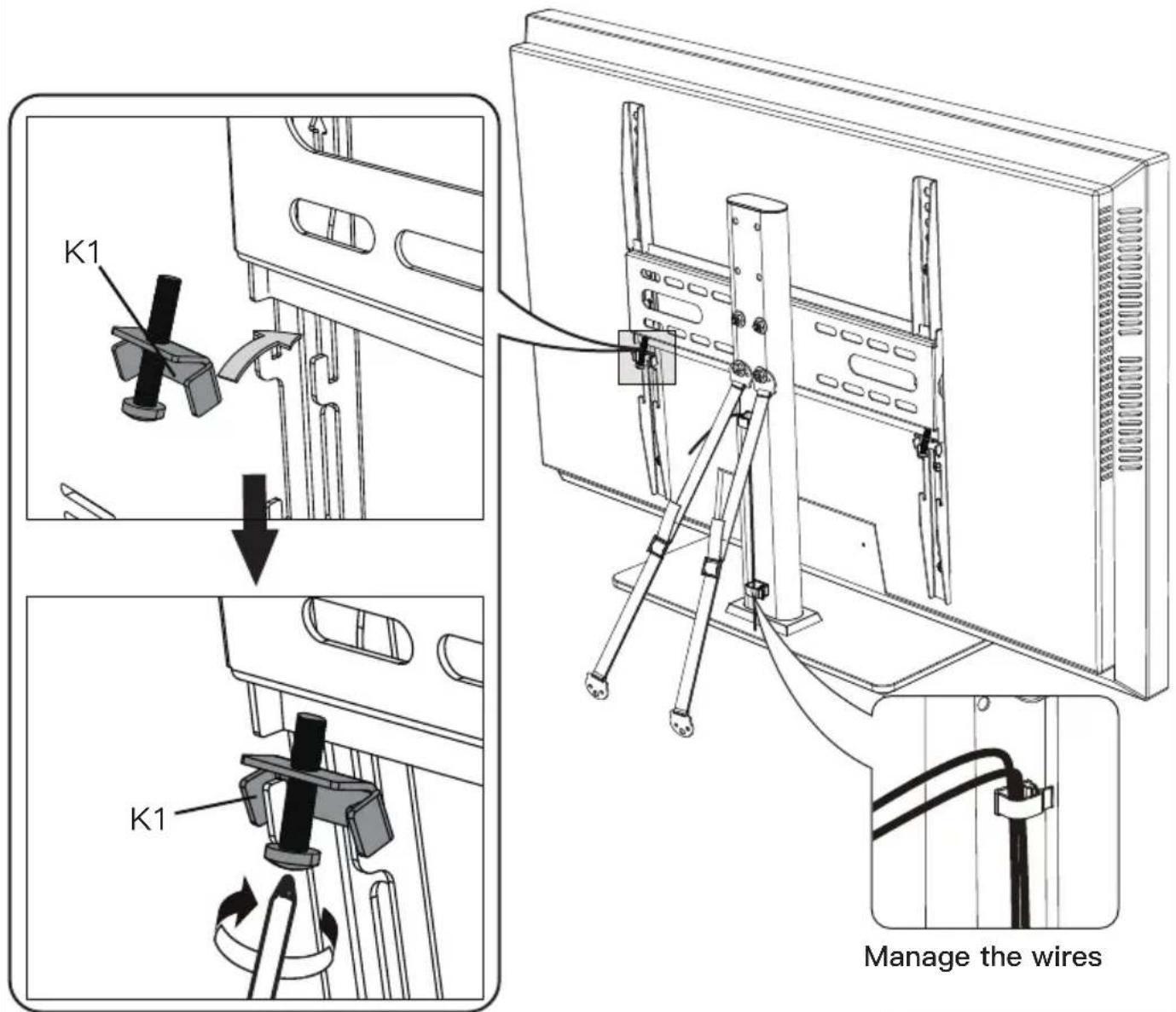 ErgoAV ERTSM1-01B - Step 5 Attach TV to the TV Plate [M] and Manage the Wires - 4