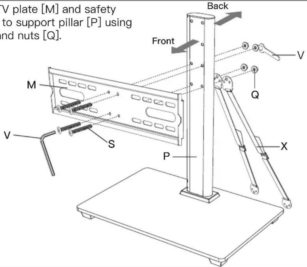 ErgoAV ERTSM1-01B - Step 3 Connect the TV Plate [M] to Support Pillar [P] - 5