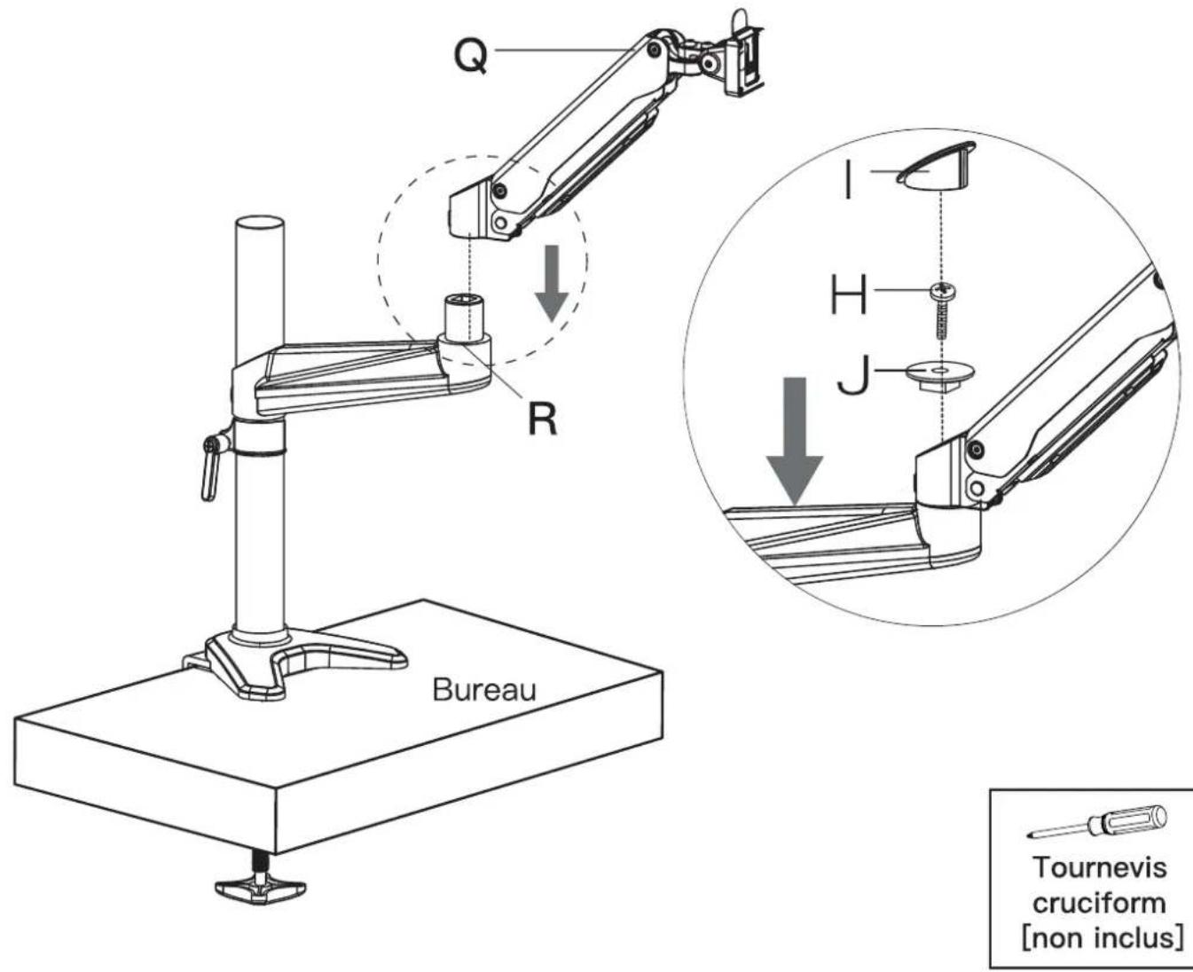 ErgoAV ERDGM1-01B - Étape 2 Fixez le bras au pilier - 4