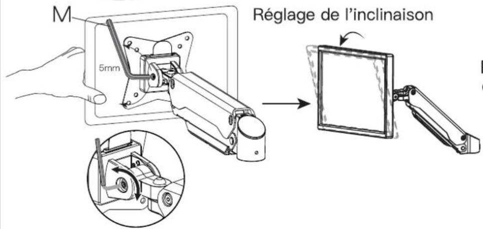 ErgoAV ERDGM1-01B - Étape 6 Réglages des fonctions d'inclinaison et de pivotement - 3