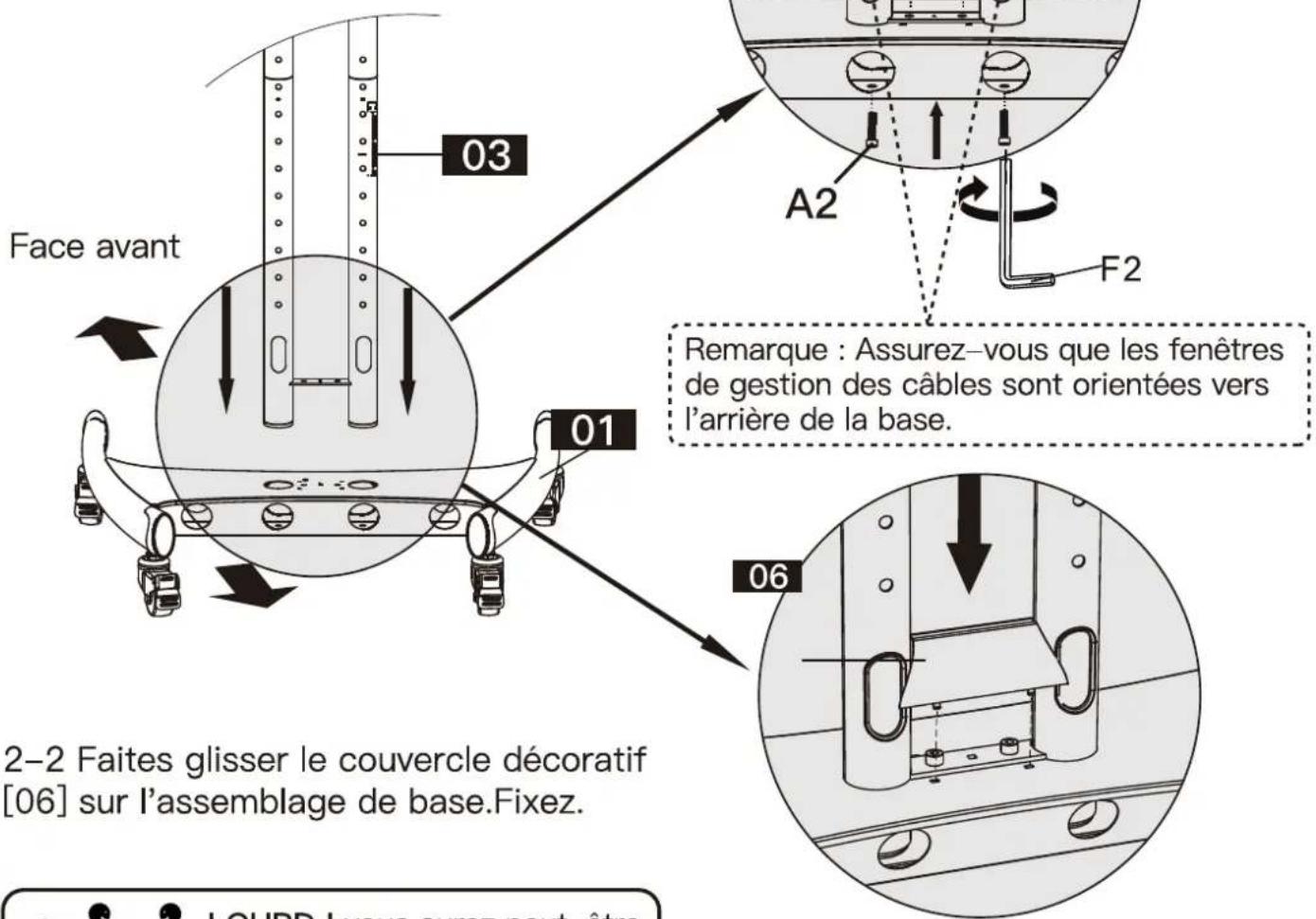 ErgoAV BETCL2-01B - Étape 2 Connecter l'ensemble du poteau à la base - 1