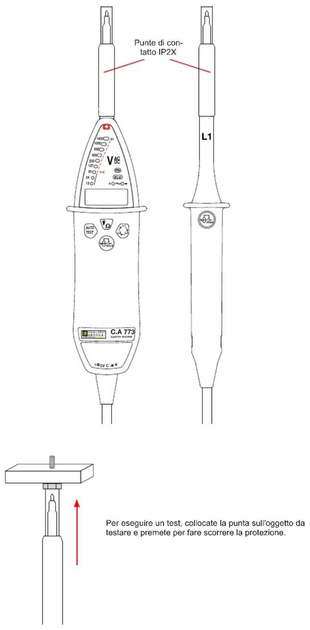 CHAUVIN ARNOUX C.A 773 - PUNTE DI CONTATTO IP2X - 1
