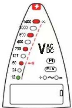 1400 1000 690 400 230 127 50 24 12 VAC DC Ph ELV +~-