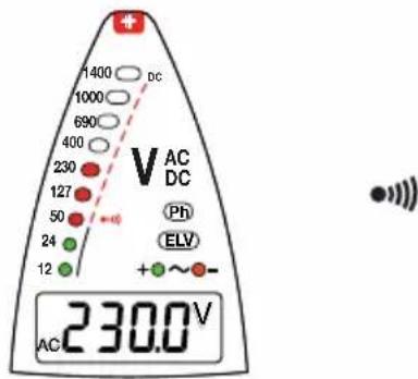1400 1000 690 400 230 127 50 24 12 V AC DC Ph ELV +~- AC 230.0V