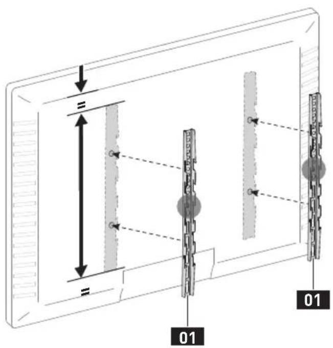 ErgoAV ERTSX2-01B - 1-2 Coloque los soportes del televisor - 1