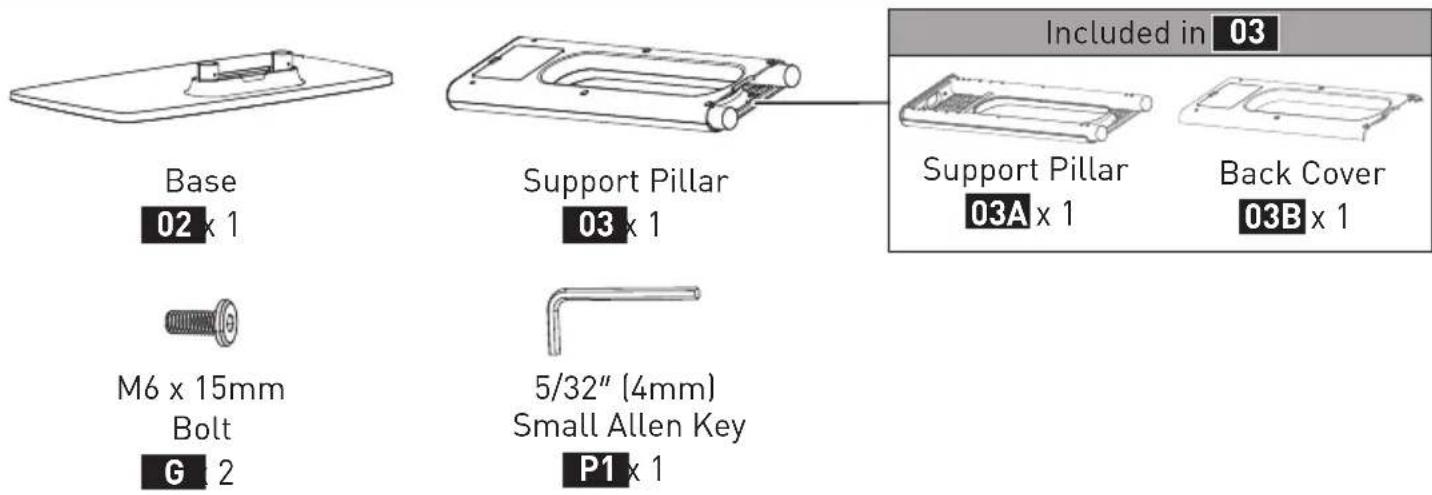 ErgoAV ERTSX2-01B - Supplied Parts and Hardware for Step 2 - 1
