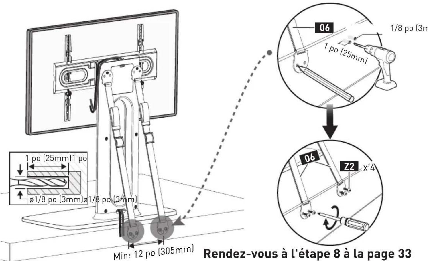 ErgoAV ERTSX2-01B - Option A : Pour l'installation sur un meuble de table en bois - 2