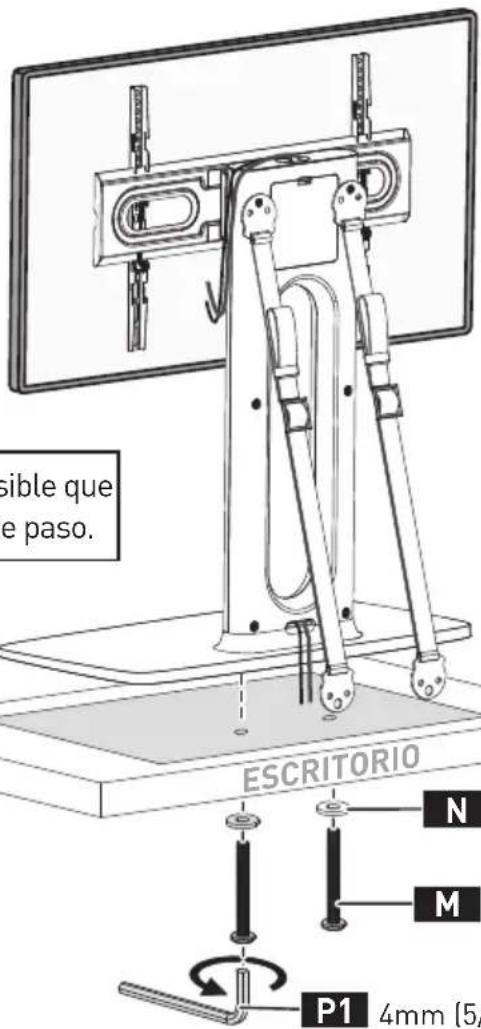 ErgoAV ERTSX2-01B - PASO 6 Asegure la base al mueble de mesa de madera (opcional) - 4