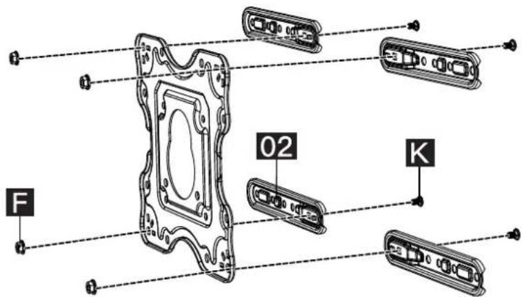 ErgoAV ERMMM4-01B - Option B Nécessité de fixer les supports d'extension [02] au plaque frontale [01A] - 3