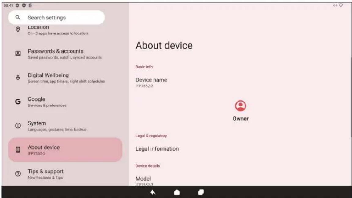 VIEWSONIC ViewBoard IFP8634 - About Device (關於裝置) - 1