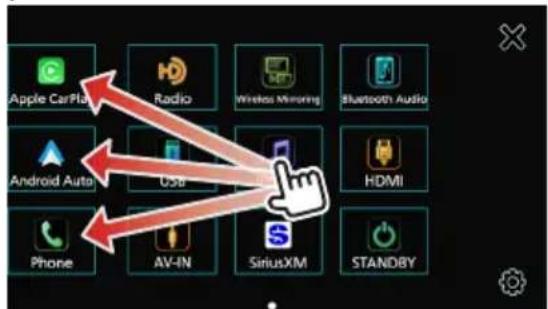 Apple CarPlay Radio Wireless Mirroring Bluetooth Audio Android Auto USB HDMI Phone AV-IN SiriusXM STANDBY