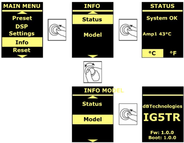 DB Technologies Ingenia IG5T - MENÜ INFO - 1
