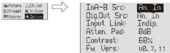 DB Technologies AC26N - DESCRIPTION DE LA FENETRE MENU "Option" - 1