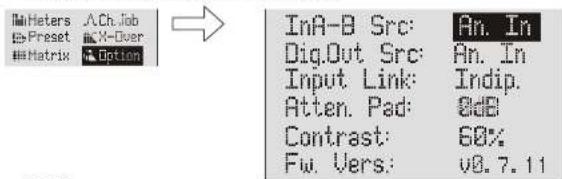 DB Technologies AC26N - BESCHREIBUNG DES MENÜFENSTERS "Option" - 1