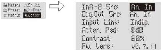 DB Technologies AC26N - DESCRIZIONE FINESTRA MENU' "Option" - 1