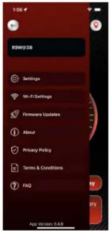R9WG938 Settings Wi-Fi Settings Firmware Updates About Privacy Policy Terms & Conditions FAQ App Version: 0.4.6