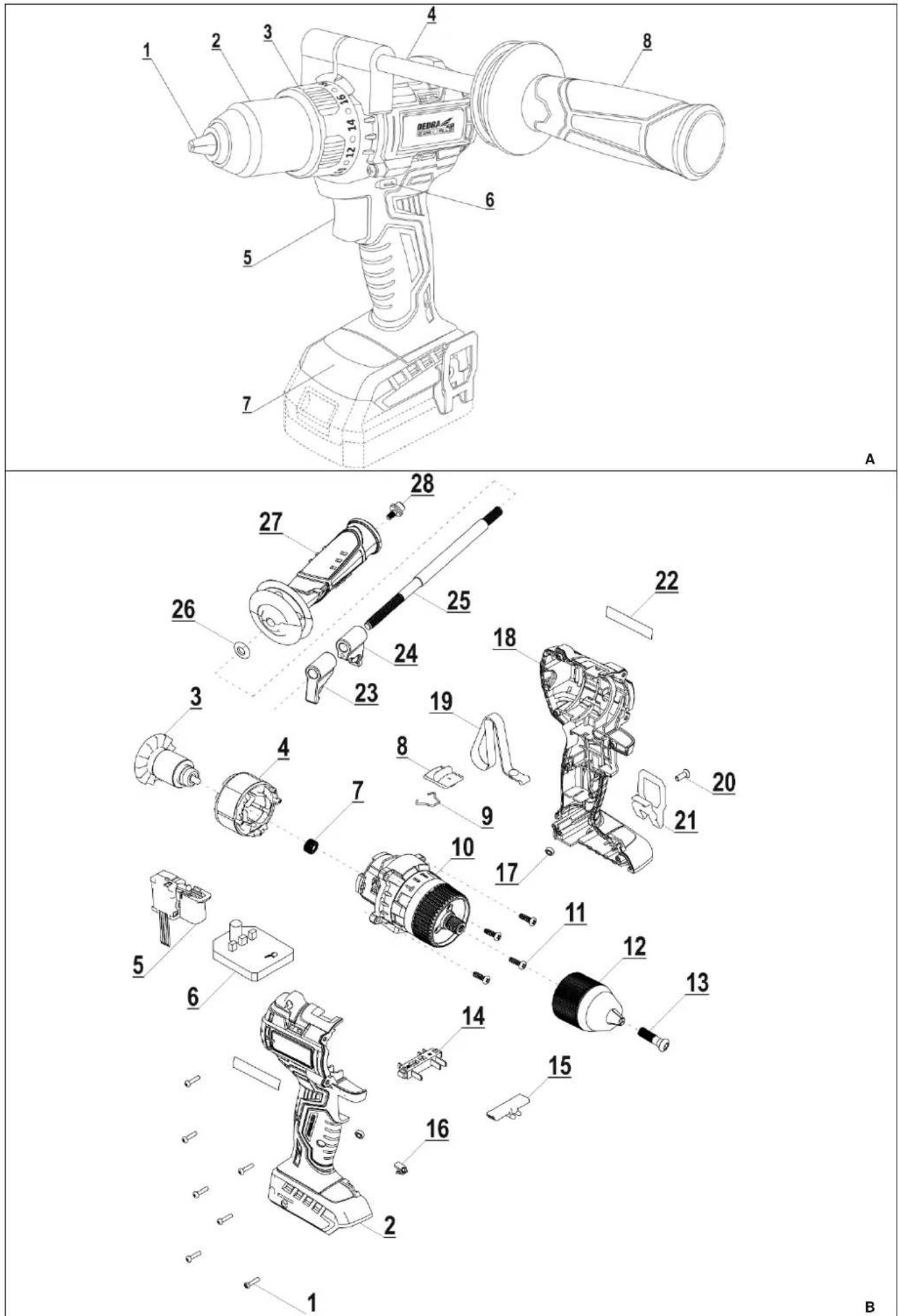 DEDRA DED7140 - EN Brushless impact drill 18V - 2