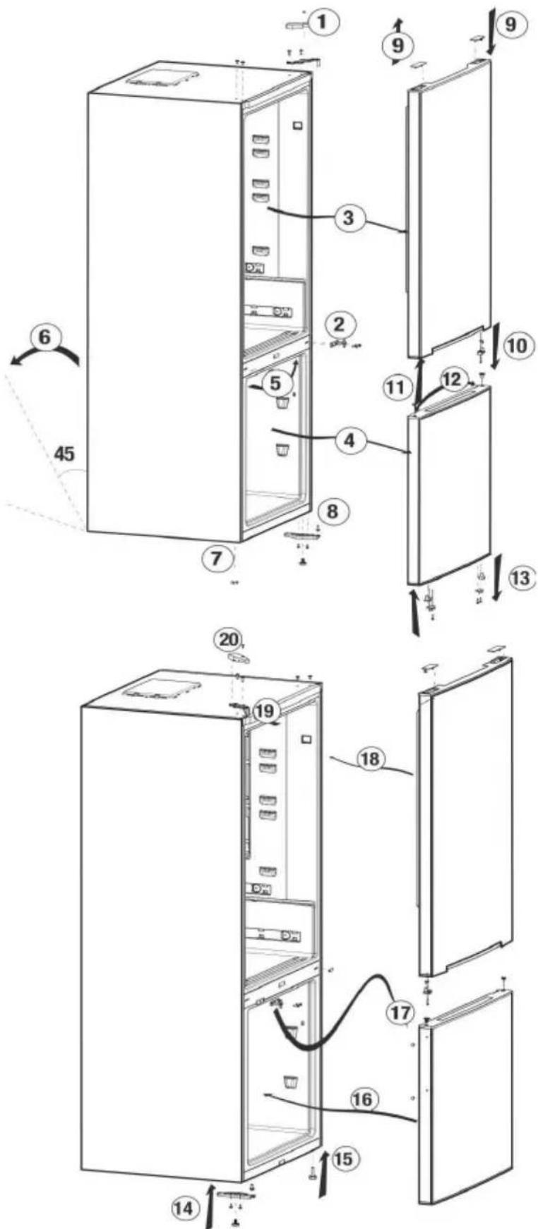 BEKO RCSA406K60XBN - Przekładanie drzwiczek - 1