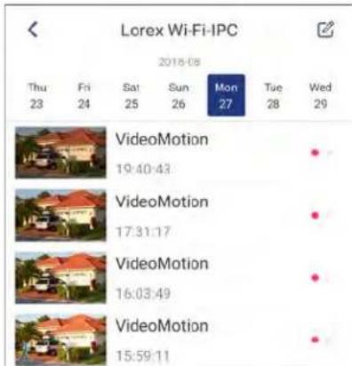 Lorex LNW16XF - Menu « Activities » - 2