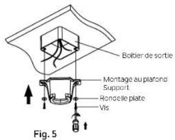 Boîtier de sortie Montage au plafond Support Ronocelle plate Vis Fig. 5
