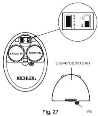 KICHLER. CR2002 3V CR2002 3V Couvercle des piles Vis Fig. 27