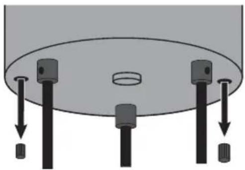 Diagram of a mechanical assembly with three vertical rods and a central circular component, no text or symbols present.