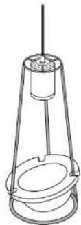 Line drawing of a conical device with a central hub and circular base (no text or symbols)