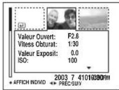 Valeur Ouvert: F2.6 Vitess Obturat: 1/30 Valeur Exposit: 0.0 ISO: 100 • AFFICH INDIVID • PREC-SUV 2003 7 41019380FM