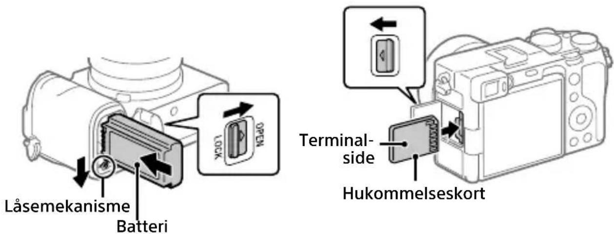 SONY ILCE-7C - Indsætning af batteripakken (medfølger)/hukommelseskortet (sælges separat) i kameraet - 1