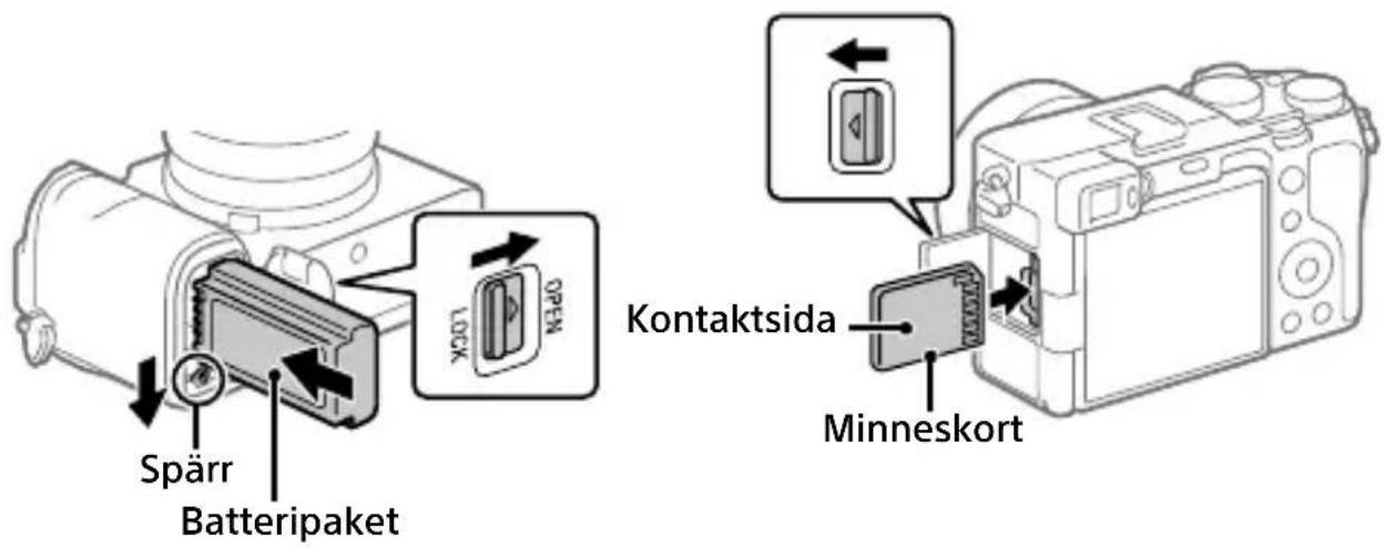SONY ILCE-7C - Sätta i batteripaketet (medföljer)/minneskortet (säljs separat) i kameran - 1
