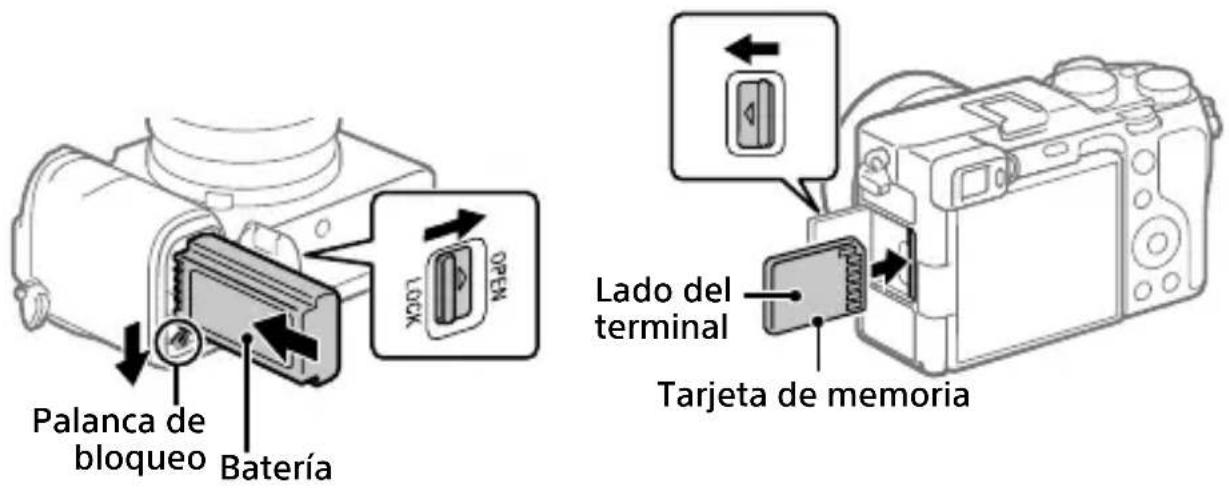 SONY ILCE-7C - Inserción de la batería (suministrado)/tarjeta de memoria (se vende por separado) en la cámara - 1