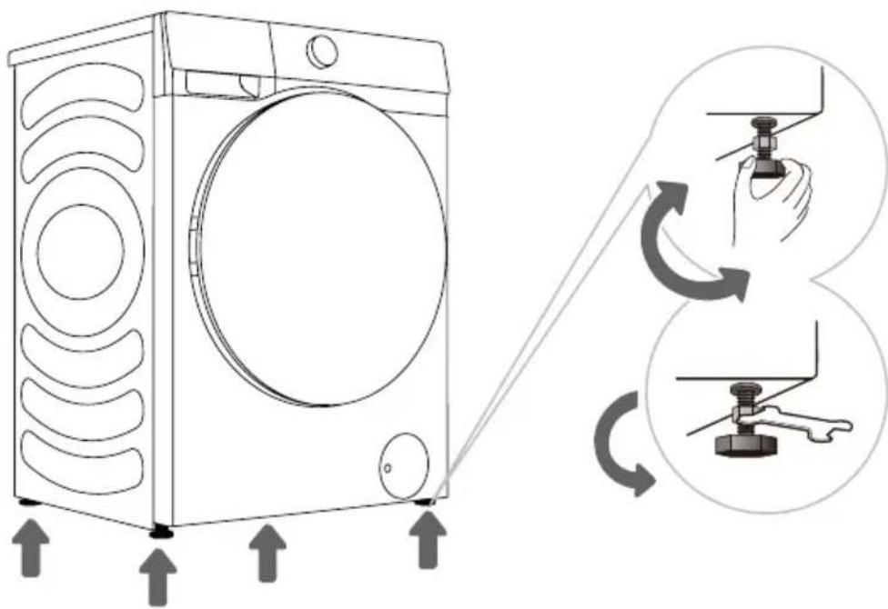 HISENSE WF5S1243BB1 - RÉGLAGE DES PIEDS DU LAVE-LINGE - 1