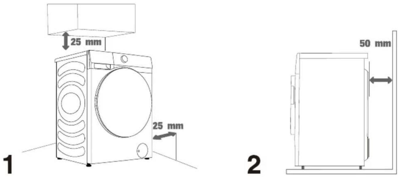 HISENSE WF5S1243BB1 - Dégagements pour l'installation du lave-linge - 1