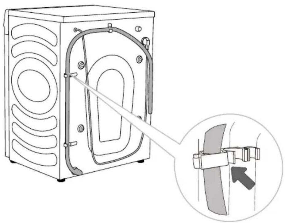 HISENSE WF5S1243BB1 - RACCORDEMENT ET FIXATION DU TUYAU D'ÉVACUATION D'EAU - 3