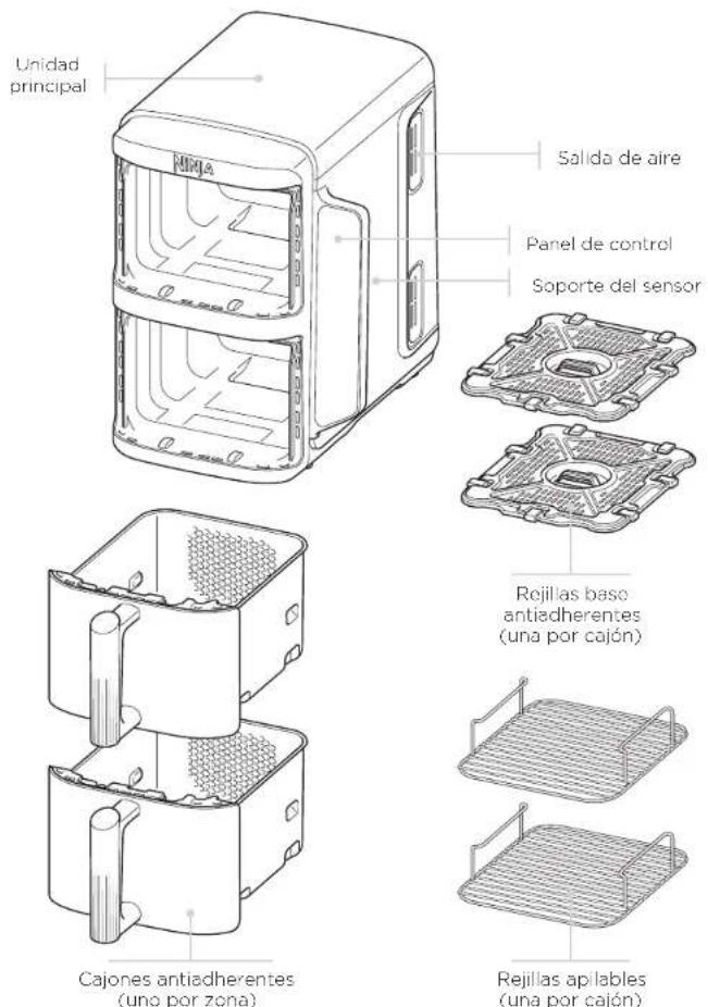 NINJA Double Stack XL SL451EU - PIEZAS CONOCE TU FREIDORA DE AIRE - 1