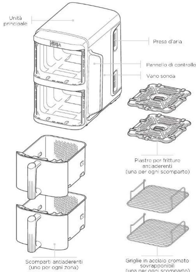 NINJA Double Stack XL SL451EU - COMPONENTI PRESENTAZIONE DELLA FRIGGITRICE AD ARIA - 1