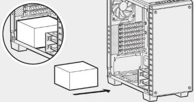 CORSAIR Crystal Series 460X - Instalar a fonte de alimentação - 1