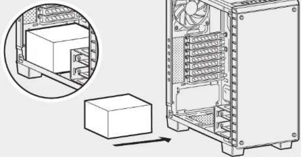 CORSAIR Crystal Series 460X - Cómo instalar la fuente de alimentación - 1