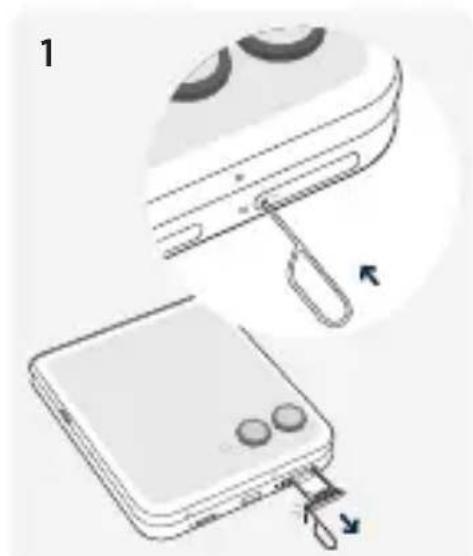 MOTOROLA Razr 60 Ultra - Con il telefono chiuso e lo schermo esterno rivolto verso l'alto, inserisci lo strumento - 1