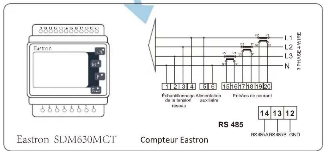 Deye SUN-70K-SG02HP3-EU-EM6 - Connexion d'un compteur sans TC - 6