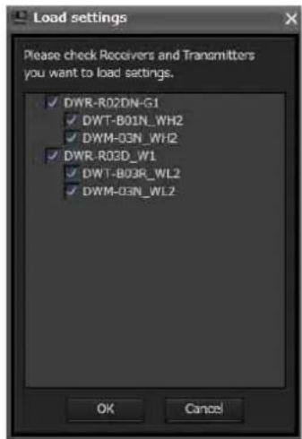 SONY DWX Wireless Studio - Si [Select Receiver's and Transmitter's settings] est sélectionné - 1