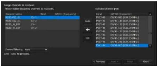 SONY DWX Wireless Studio - Affichage de la liste des fréquences actuelle - 2