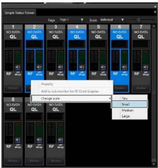 SONY DWX Wireless Studio - Exemple 2 : modification des réglages [Scale] de plusieurs canaux de [Tiny] à [Small] - 1