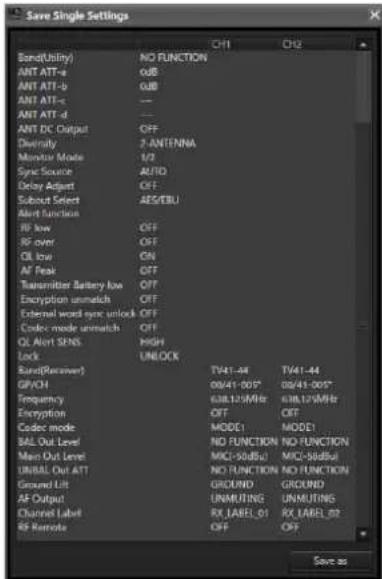 SONY DWX Wireless Studio - Pour enregistrer les réglages individuels d'un dispositif dans un fichier - 2