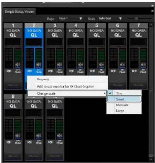SONY DWX Wireless Studio - Exemple 1 : modification du réglage [Scale] du canal 2 de [Tiny] à [Small] - 1