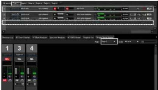 SONY DWX Wireless Studio - Exemple 2 : modification de la position des canaux récepteurs, avec le réglage [Diversity] sur 4-ANTENNA, vers deux zones de canaux vides - 1