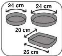 24 cm 24 cm 20 cm 26 cm