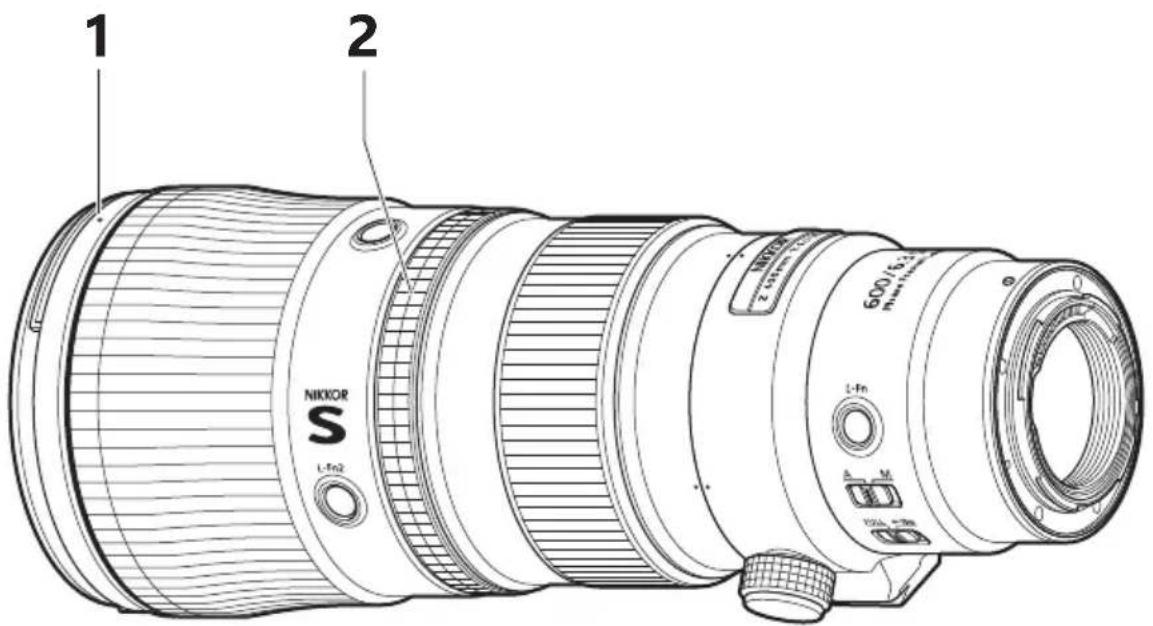 NIKON NIKKOR Z 600mm f/6.3 VR S - Descriptif de l'objectif : noms et fonctions - 1