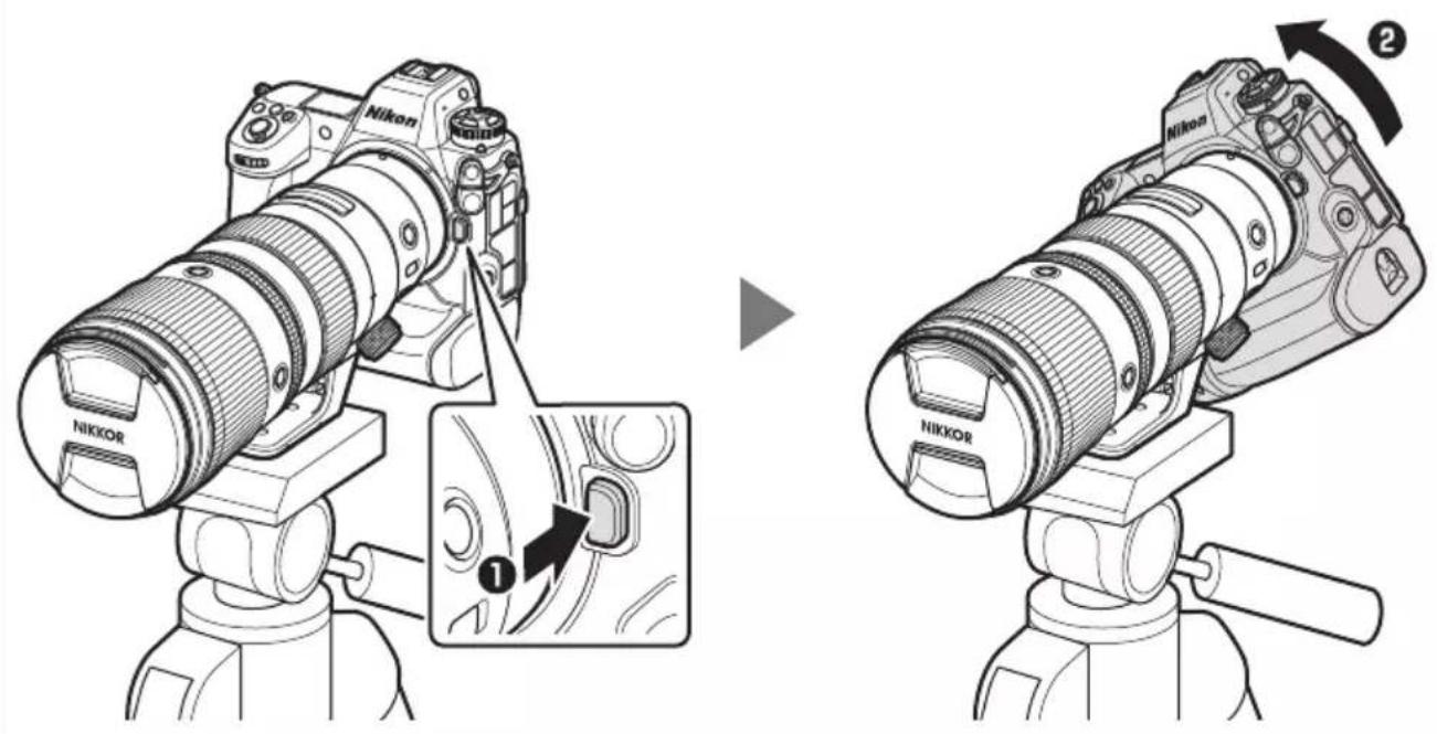 NIKON NIKKOR Z 600mm f/6.3 VR S - Lorsque l'objectif est fixé à un trépied : retrait du boîtier de l'appareil photo - 1